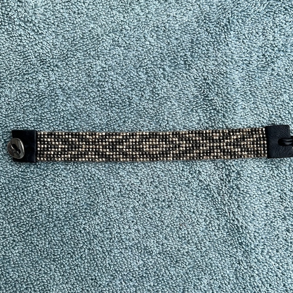 Beautiful Chan Luu Metallic Seed Bead and Leather Bracelet